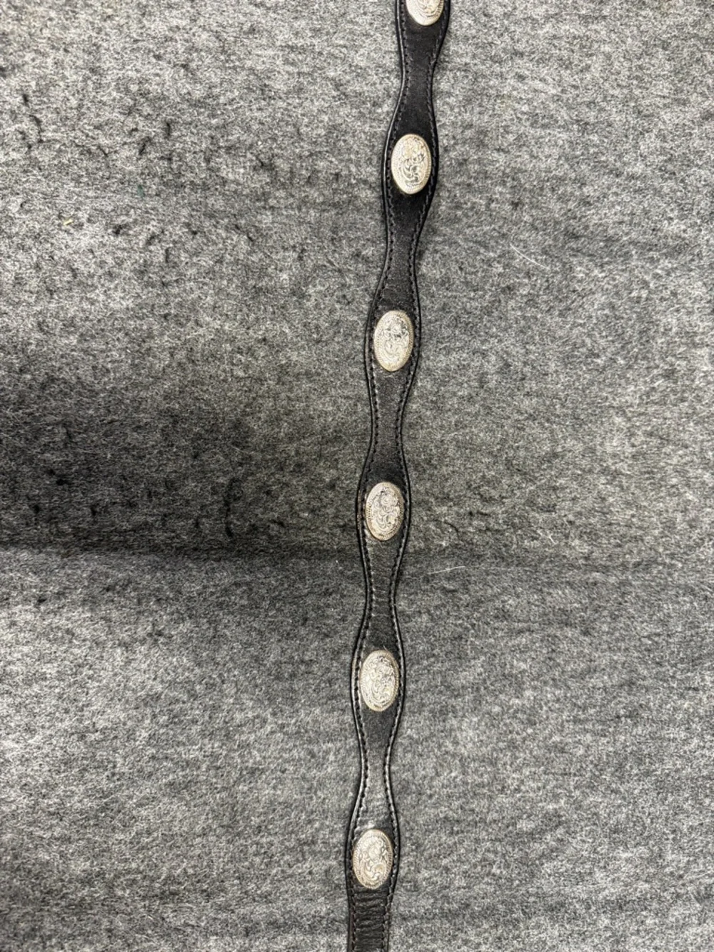 Black Western Leather Belt with Silver-Tone Buckle